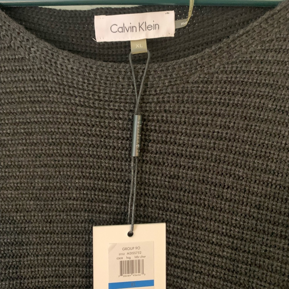 Calvin Klein XL Chunky Dark Charcoal Grey Sweater New with Tags